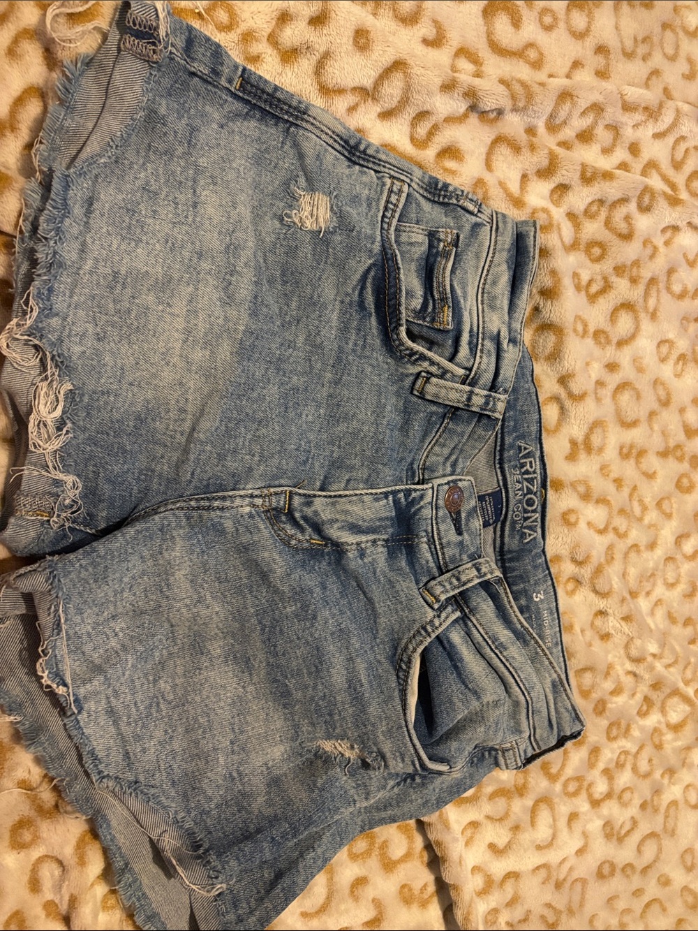 Arizona Jean Company Light Blue Distressed High-Waist Denim Shorts